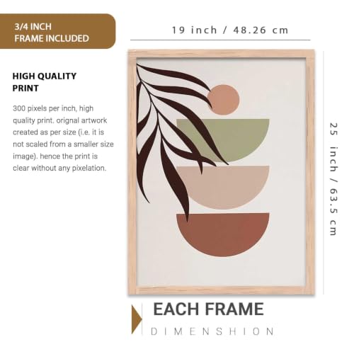 Image of kotart Boho Painting Wall Art Home Decoration Paintings With Frame For Living Room Bed Room Hotel Wall Decor Digital Reprint Set of 3 (19X25 inch)