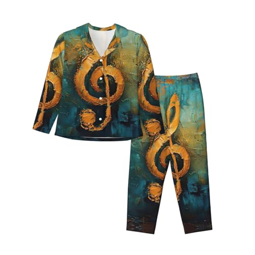 Pyjama 2 pièces confortable avec imprimé symbole de musique ensemble vêtements de nuit