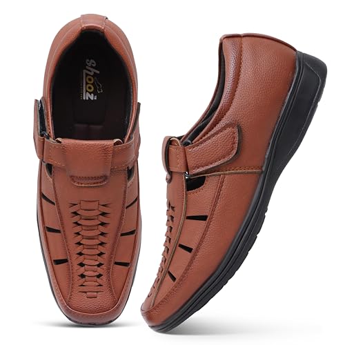 Image of Faux Leather Sandals for Men | Closed Fisherman Sandal