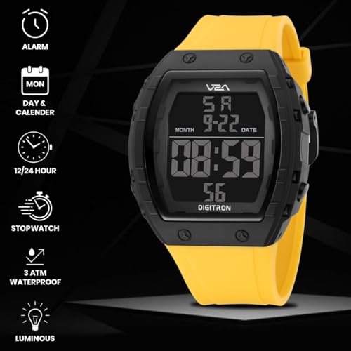 Image of V2A Digitron 2209 Tonneau Design Digital Sports Watch for Men & Boys | Alarm, Stopwatch, 12 /24H | 3 ATM Water Resistant | Luminous Display | | Sports, Fitness, Outdoor & Training| Gifts for Men & Boys