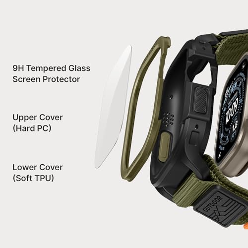 Image of Bandletic Rugged Case with Band Compatible with Apple Watch 49mm(Ultra 3 /2 /1),46mm(Series 11 /10), 45mm(Seriess 9 /8 /7),44mm(SE3 /SE2 /SE /6 /5 /4), Protective Cover Sport Accessories for iWatch Men