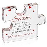 Birthday Gifts for Sister - Engraved Acrylic Block Puzzle Present - Cute Birthday Gifts from Besties, Happy Birthday Sister Gift from Brother - Thanksgiving Ideas