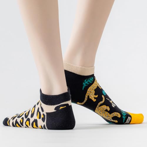 Image of 2 Pairs Funny Cartoon Animal Print Cotton Ankle Socks for Women Teens
