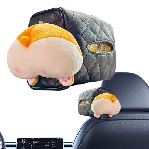 Samuliy Bonita caja de papel de seda, caja de pañuelos de dibujos animados para coche, soporte para pañuelos de consola central, caja de pañuelos para salpicadero, dispensador de papel facial