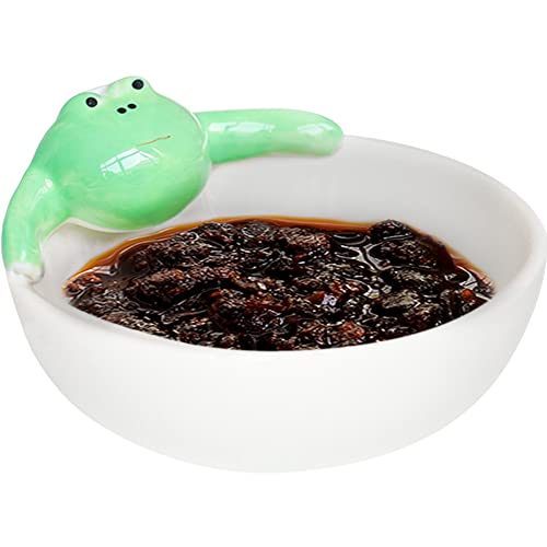 WAYUTO Cute Frog Sauce Dishes Dipping Bowls Side Dish Bowls Dip Bowls Seasoning Dishes Ceramic Small Appetizer Dishes Dessert Bowls Spoon Rest for Sushi Ketchup Salsa Dressings Soy Snack 4.1Inch