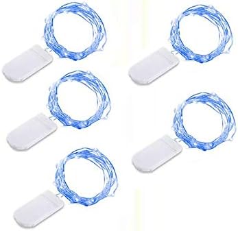 (5PCS) 10 LED MSI Silver Lights, Warm White Fireflies Lights, Decorative DIY Wedding Valentine's Day Center Christmas Gifts led Lights (Blue)