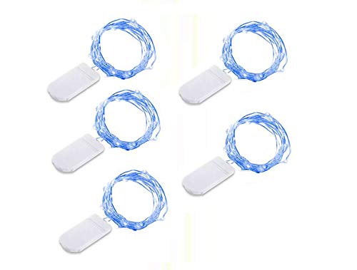 (5PCS) 10 LED MSI Silver Lights, Warm White Fireflies Lights, Decorative DIY Wedding Valentine's Day Center Christmas Gifts led Lights (Blue)