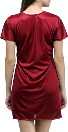 Image of You Forever Women Nightwear Sleepwear Lounge wear Soft Satin Robe Nightgown Short gown with Belt and Elegant Bikini Lingerie Set