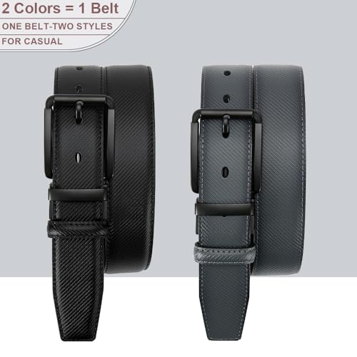 Image of DOOPAI Reversible Leather Belt for Men 1.25 inch - Dual Sided Dress and Casual Belt, Trim to Fit, 2 Styles in One Belt
