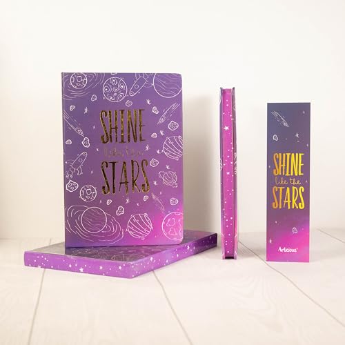 Image of Notebook Set, Premium Hardcover Journal, Bookmark and Matching Box |192 Ruled Pages, 80 GSM | A5 Ruled Writing Notebook for Girls, School & Office | Shine Like Star