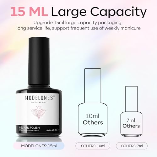 Image of modelones Glitter White Gel Nail Polish Glitter Gel Nail Polish Soak-Off UV Gel Polish - 28+ Days Long-Lasting Salon-Quality Nail Art DIY Manicure & Gift 15ML