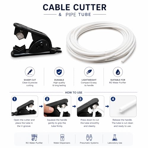 Image of Ionix 1 /4 Inch Water Purifier Tube with Cutter Combo | 10 Meter Food Grade Flexible Tubing Replacement Kit