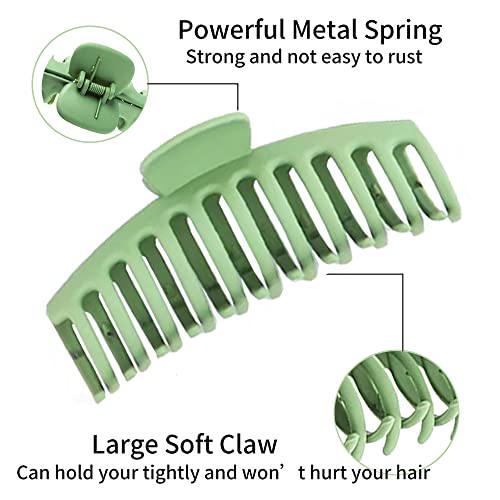 Hailoumo Large Hair Clips 5.2 Inch Extra Large Claw Clips For Thick Hair 4Pcs Hair Clips For Women Thick Hair Pink, Orange, Green, Black #TOP3
