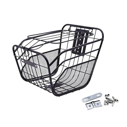 Perfeclan Fahrradkorb, Vorderradkorb, Robustes Metall, große Kapazität, multifunktionales Ersatzteil für Camping, Elektrofahrräder, Roller, Schwarz