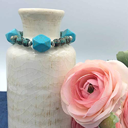 Turquoise & Olive Green Women's stretch bracelet stacking bracelet statement bracelet beaded bracelet stackable bracelet