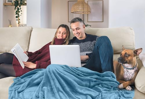 Image of Utopia Bedding Fleece Blanket Twin Size Washed Blue 300GSM Luxury Anti-Static Fuzzy Soft Microfiber Dorm Bed Blanket (90x66 Inch)