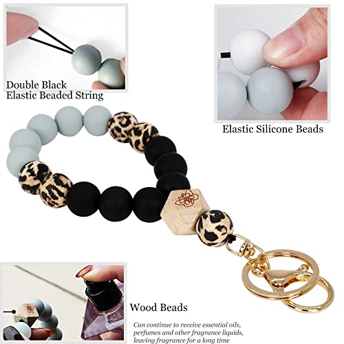 Hisuper Keychain Bracelet Silicone Bead Car Key Ring Wristlet Key Chain Bracelet Elastic Beaded Keyring Bangle Keychains For Women Girl Beaded Keyring Wristlet House Keys Ring Holder #TOP2