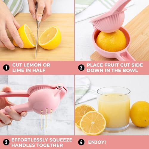 Image of Zulay Premium Quality Metal Lemon Squeezer, Citrus Juicer, Manual Press for Extracting the Most Juice Possible - Pink