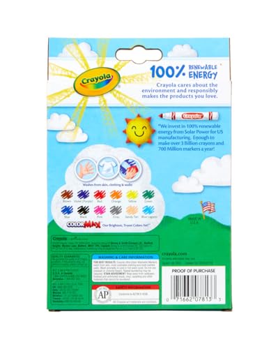 image for Crayola Ultra Clean Fine Line Markers (12ct), Washable Markers for Kid