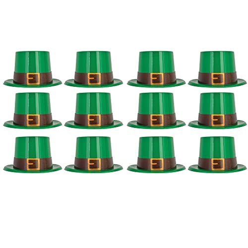 Beistle 12-Piece Plastic Leprechaun Top Hats in Green/Black/Gold, Happy St Patrick's Day Party Supplies, Irish Fantasy Leprechaun Party, Adult Size