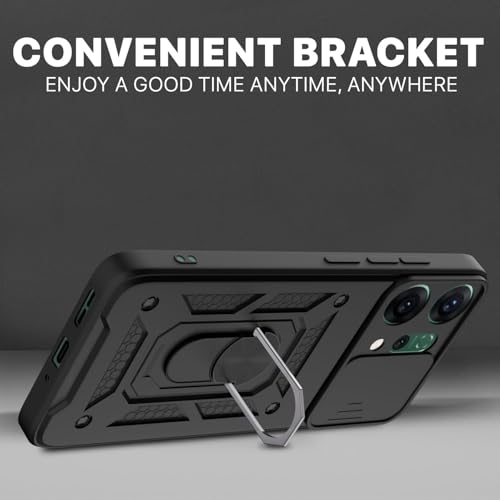 Image of Luxe Back Cover for Oppo Reno 14 5G | D10 Tough Armor Case | Sliding Camera Shield | 360 Protection | Kickstand Ring Holder | Military-Grade Shockproof Bumper Case