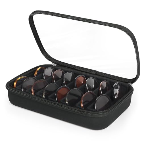 Tangoner Sunglasses Organizer Case for 8 Pairs Hard Shell Eyeglasses Storage Box for Large Glasses Travel Case Eyewear Zipper Closed Men Women