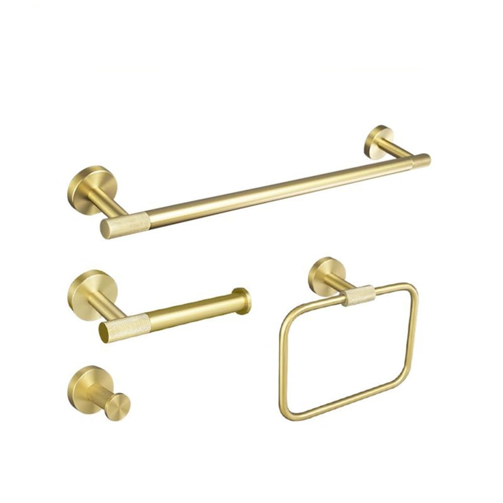 Ensemble salle de bain or brossé luxe avec porte-gobelet et porte-brosse de toilette chic