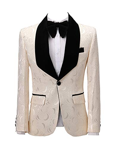GATMSTZ Men Stylish Jacquard 2 Piece Suit Formal Shawl Lapel Wedding Prom Tuxedo3