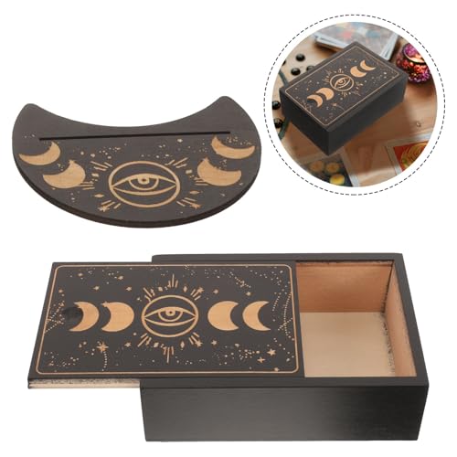 Caja de tarot negra con soporte resistente para proteger cartas de meditación 7