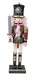 Clever Creations Traditional Wooden Sequin Soldier Nutcracker with Sword Red and Green Uniform | Festive Christmas Decor | 14