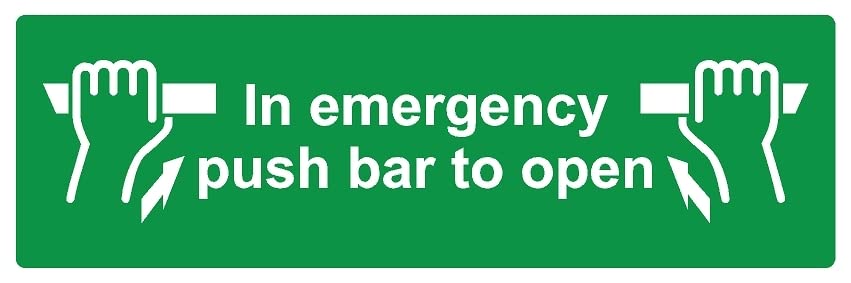 In Emergency Push Bar To Open Safety Sign (L) - Self Adhesive Sticker (450m X 150mm - View #10