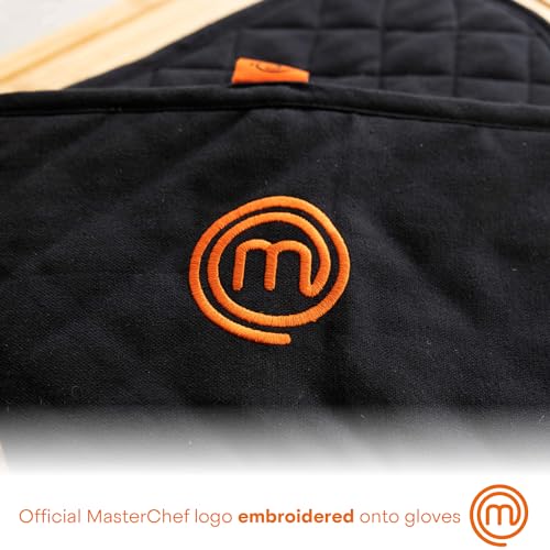 MasterChef Oven Gloves Heat Resistant, Double Oven Gloves Made from Cotton with Official Show Logo & Hanging Loop, Attached Oven Mitts, Machine Washable, Heat Proof Pot Holders for the Kitchen, Vivid - Image 6
