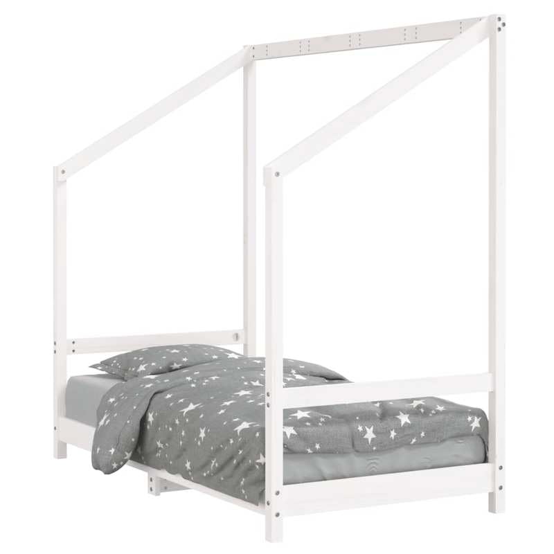 Eleganz Cuna blanca de 80 x 160 cm de madera maciza de pino – Cuna duradera y respetuosa con el medio ambiente para niños pequeños – perfecta para habitaciones pequeñas
