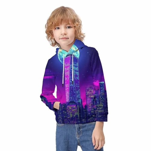Pull graphique 3D néon ville le cadeau idéal pour enfant de 10-12 ans
