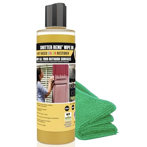 Shutter Renu Wipe On | Advanced Color Restorer & Protectant for Faded Shutters | Plastic Car Trim | Patio Furniture & Outdoor Surfaces | Rejuvenate & Restore Vibrant Color to Weathered Items Easily