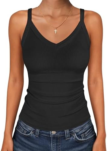 ANRABESS V Neck Tank Tops for Women Ribbed Knit Camisole 2026 Sum...