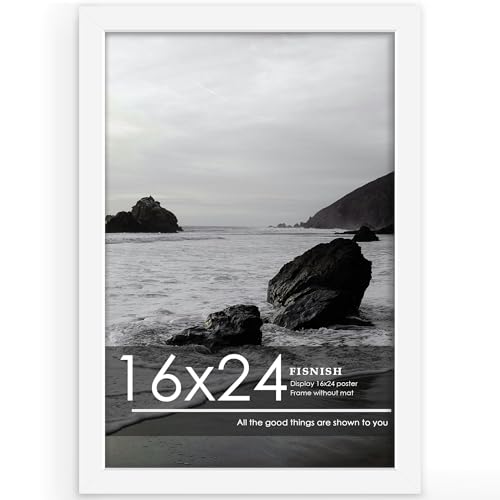 Fisnish 16x24 Picture Frame Classic White 16 x 24 Poster Frame for Horizontal or Vertical Wall Mounting 1 Pack