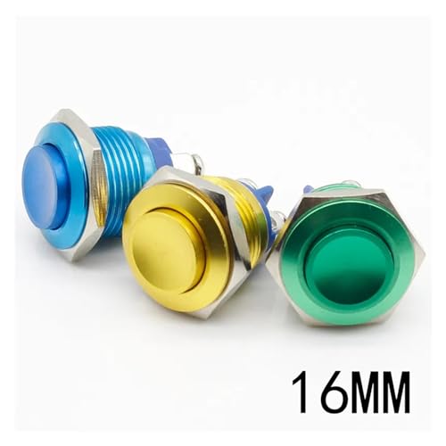Interrupteur bouton poussoir 16mm bleu en aluminium pour commande électrique