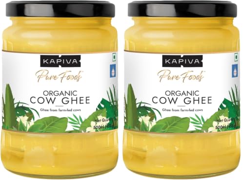 Image of Kapiva 100% Organic Ghee - Good Fats For Healthy Heart - Keto Diet Friendly, 500 Ml (Pack of 2)