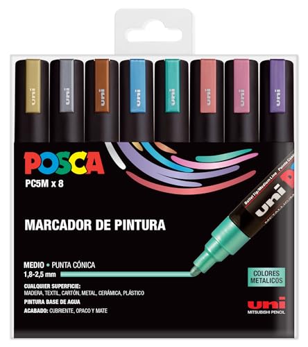 POSCA estuche marcadores PC-5M Colores metálicos 8 Uds