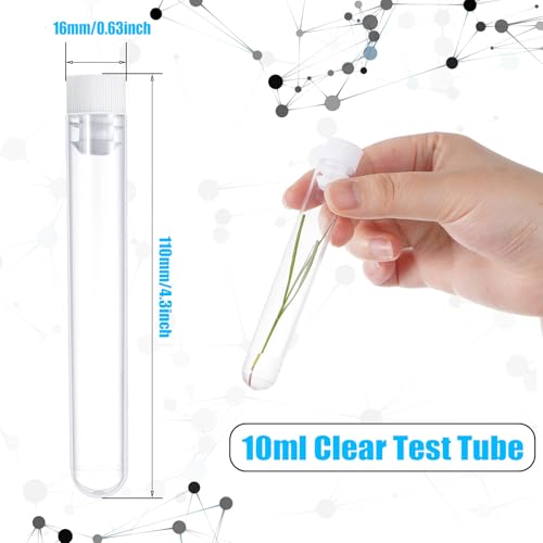 image for Flutesan 200 Pcs Clear Plastic Test Tubes 16 x 100 mm(10 ml) Test Tube
