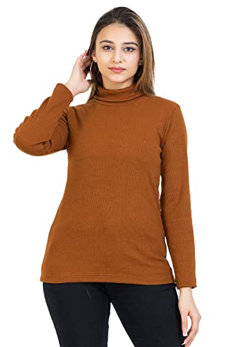 Image of YHA Women's High Neck Full Sleeves Solid Winter Tshirts