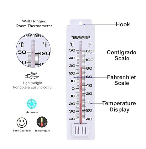 ENEI 365 ; Serve to Excellence Mounting Room Thermometer With Hook For Home, Portable Thermometer for Indoor & Outdoor | Thermometer with C & F Scale & High Accuracy | PACK OF (1 - Image 3 thumbnail