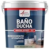ARCANE INDUSTRIES Kit Microcemento Cuarto de Baño: Revestimiento impermeabilizante - 2 m² (en 2 Capas) Marang Verde Claro