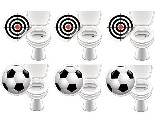 6 autocolantes para sanita com design de pub, urinário, decoração divertida: LK-Trend & Style (3 alvo de bullseye 3 x futebol)