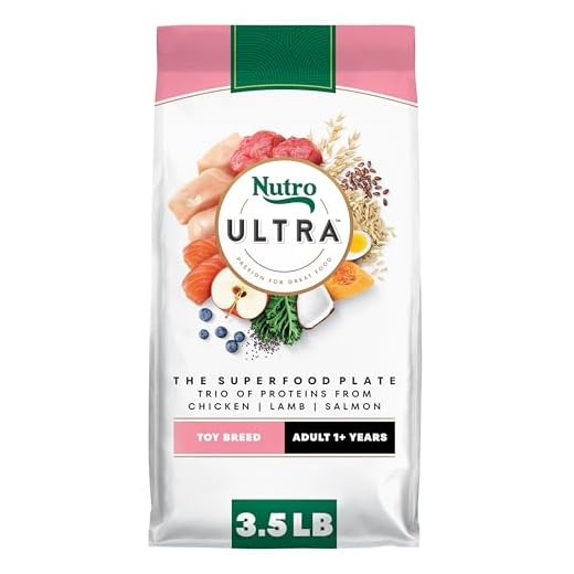 Nutro Ultra Adult Toy Breed Dry Dog Food, Small Dog Food Dry Chicken, Lamb and Salmon Recipe with a Protein Trio, 3.5 lb. Bag