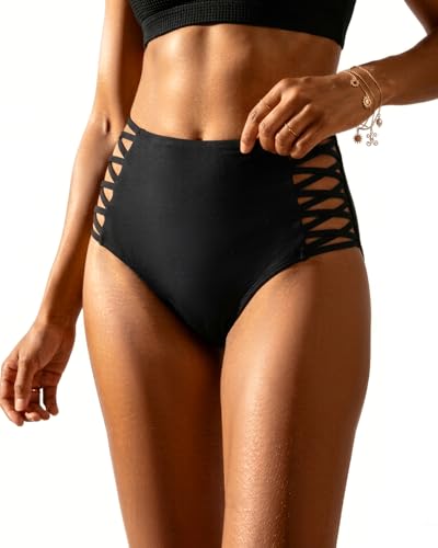 Holipick Women Black High Waisted Bikini Bottoms Tummy...