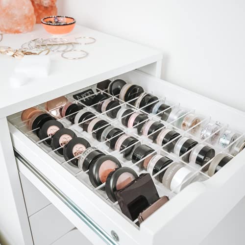 Clear Acrylic Makeup Drawer Organizer Dividers - Organizers for IKEA Alex 5 or Alex 9 Drawers, Compacts, Palettes, Bronzers, Blushers, Face Powders, Loose Powders, Eyeshadows
