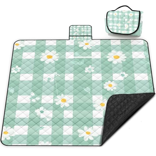 Extra Large Picnic Blanket Waterproof,80"x 80"Foldable Machine Washable Beach Blanket,Outdoor Blanket for 6-8 Adults,Suitable for Indoor Crawling,Park Beach,Camping,Hiking,Family Travel(Light green) - image 1