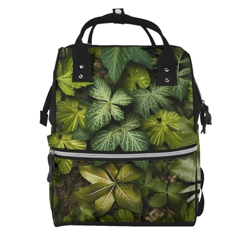 Sac à dos pour maman grand format imprimé plantes et feuilles vertes